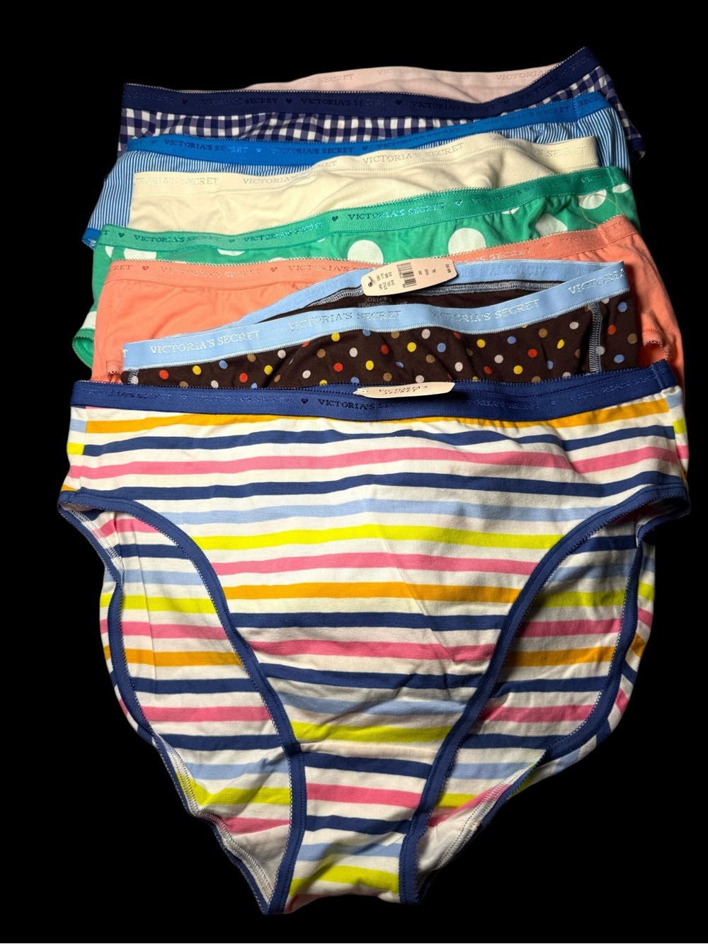 Victoria's Secret Cotton Bikini Briefs - Stripe Multi 8 Pack